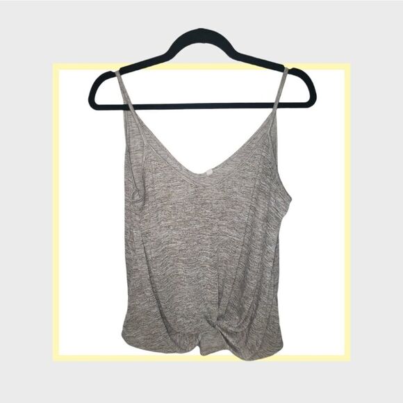 Wishlist gray v neck tie front tank top small - Picture 2 of 6